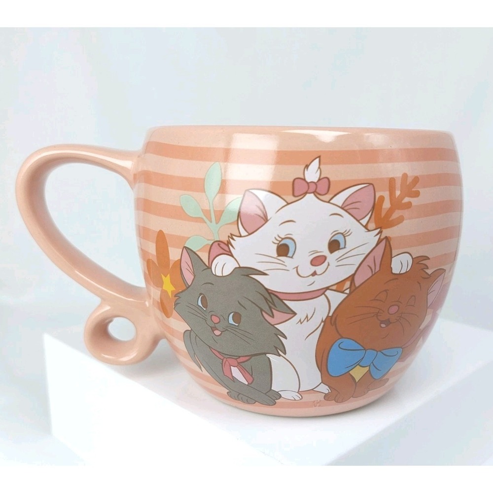 Disney Aristocrats Pink Striped Mug Marie Berloiz Toulouse Coffee‎ Cup Tea New